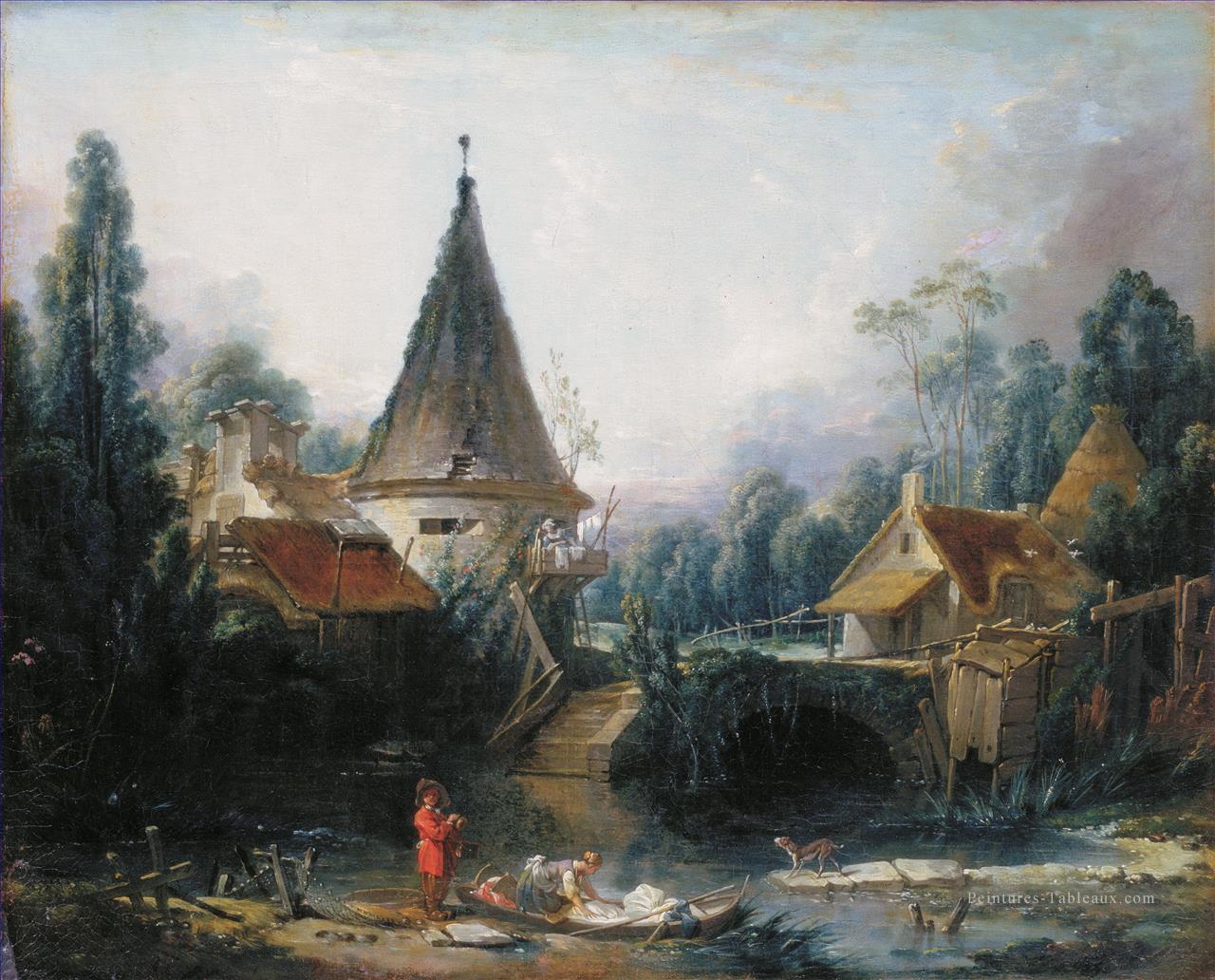 Paysage près de Beauvais début François Boucher Peintures à l'huile